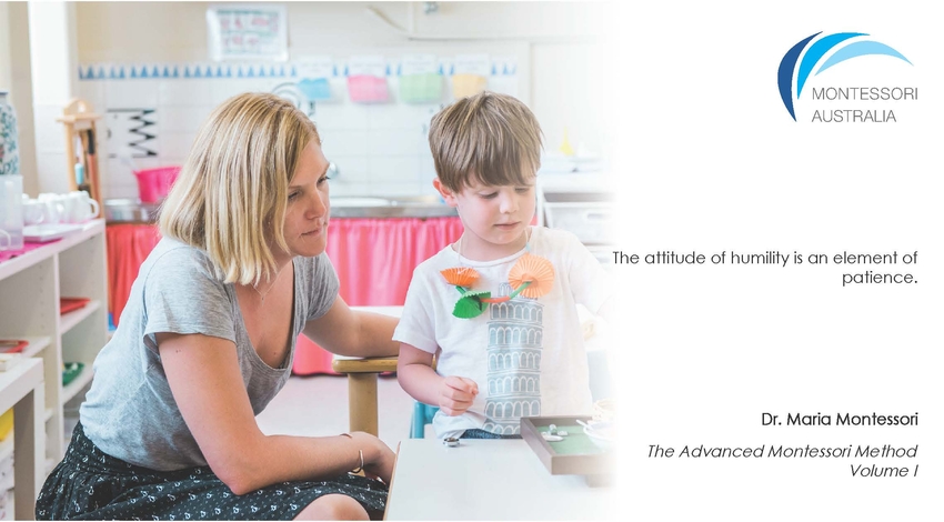 Teacher and child in Montessori classroom