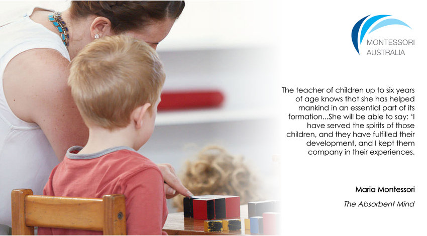 Child and teacher with Montessori materials
