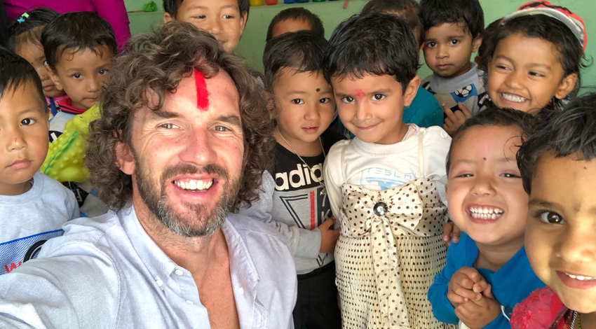 Gavin McCormack with Nepalese children