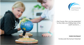 Children in a Montessori classroom looking at a globe