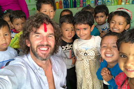Gavin McCormack with Nepalese children